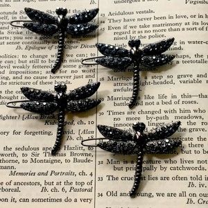 SALE - Dragonfly Marcasite Gunmetal Barrettes Hair Jewelry NEW NWOT